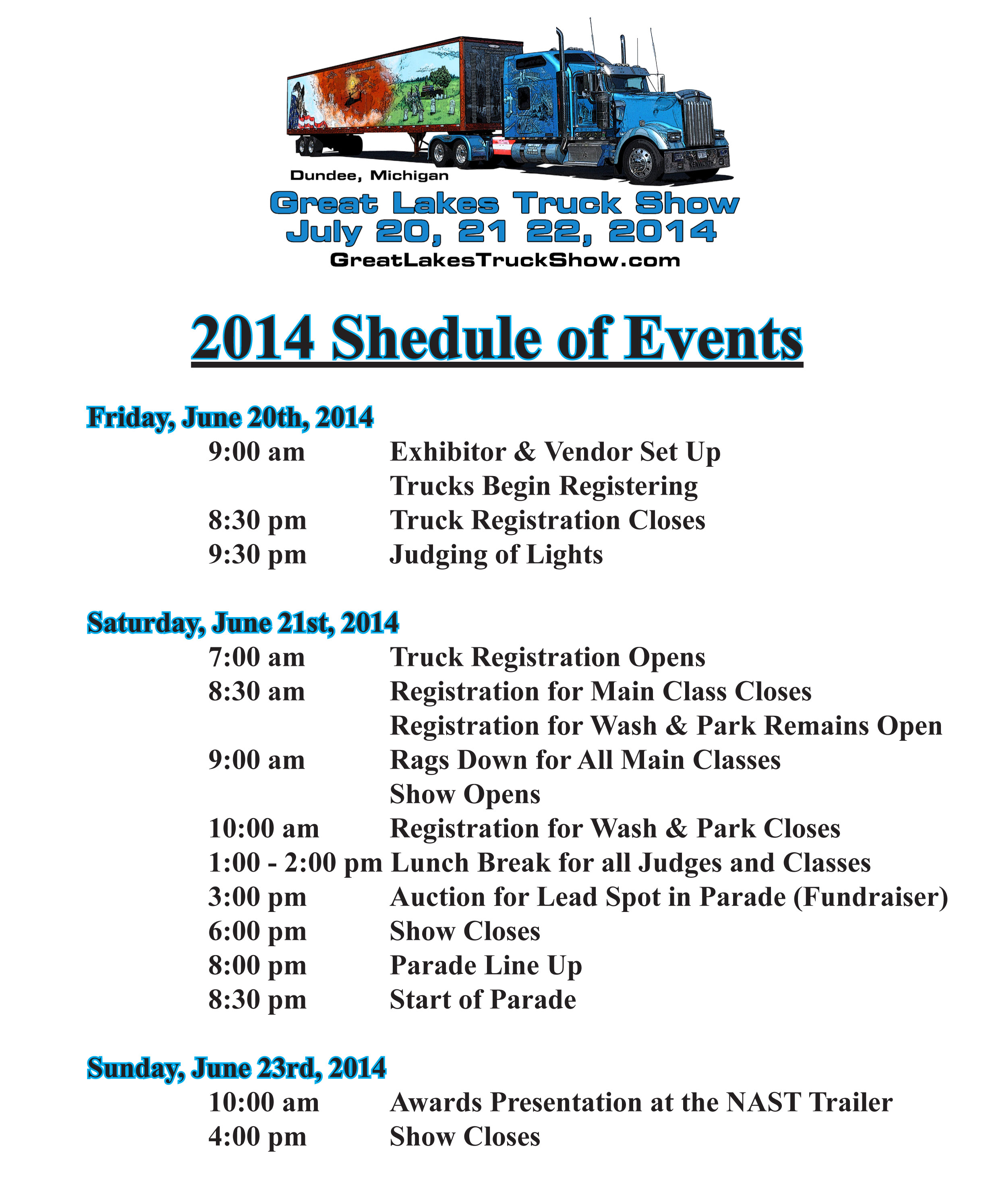 Show Schedule | Great Lakes Truck Show